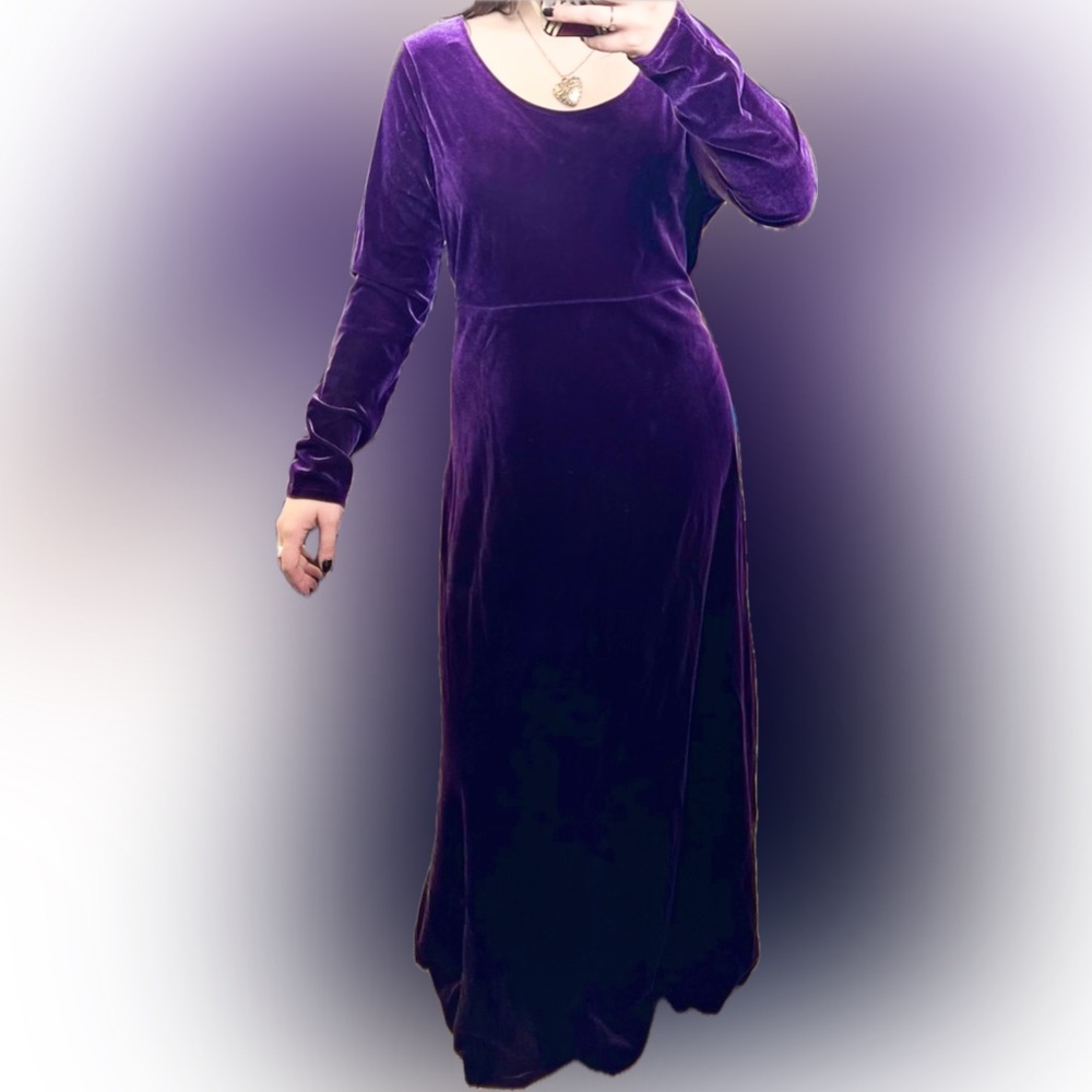 Misty Lane Women’s Velour Long-Sleeve Maxi Dress, Purple, Size 12, EUC